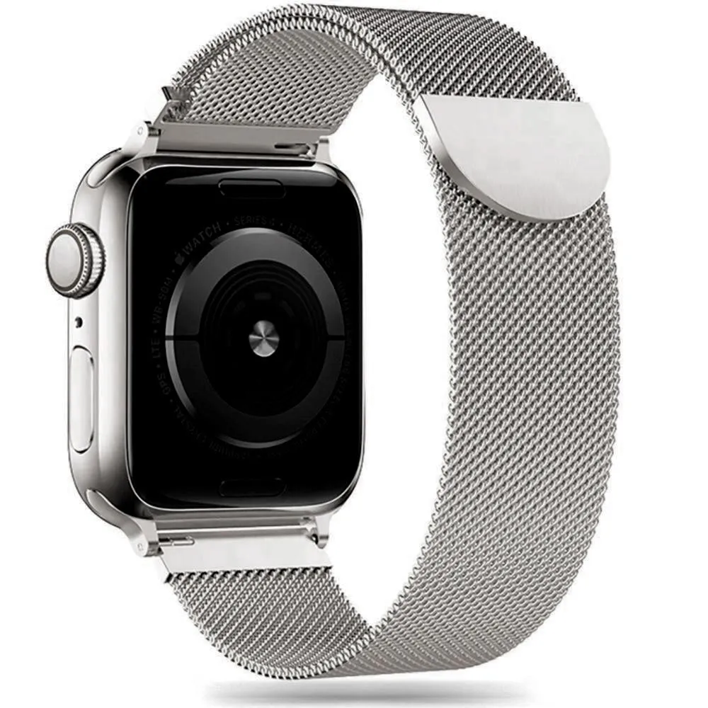 Apple Watch (38/40/SE/41/42mm) Tech-Protect Milanese Rustfri Stål Rem - Starlight