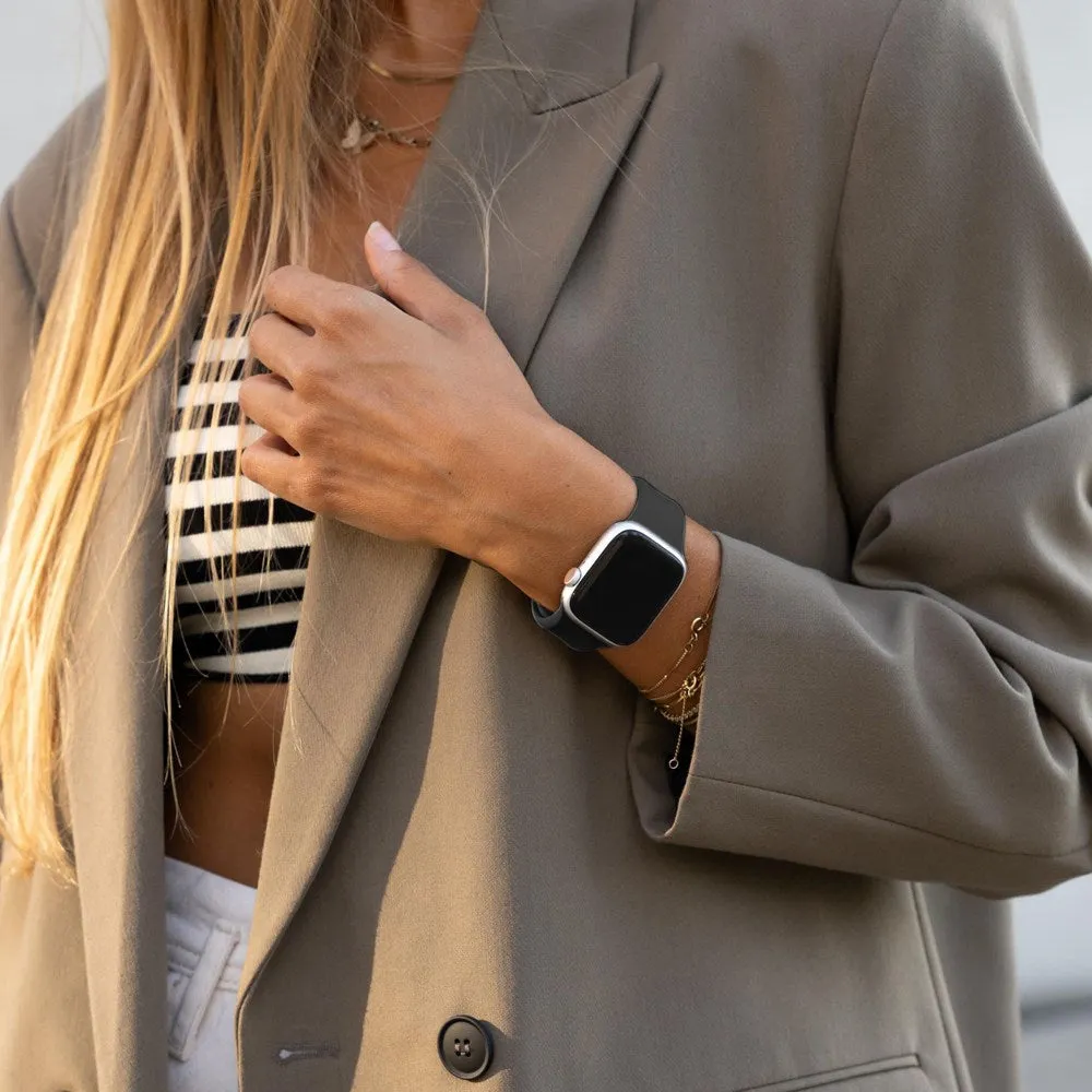 Apple Watch (38/40/SE/41/42mm) Vonmählen Classic Band 2 Genanvendt Silikone Rem - Sort