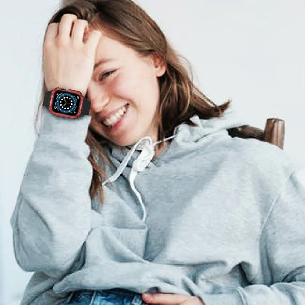 Apple Watch (41mm) contrast color TPU watch strap - Black / Red