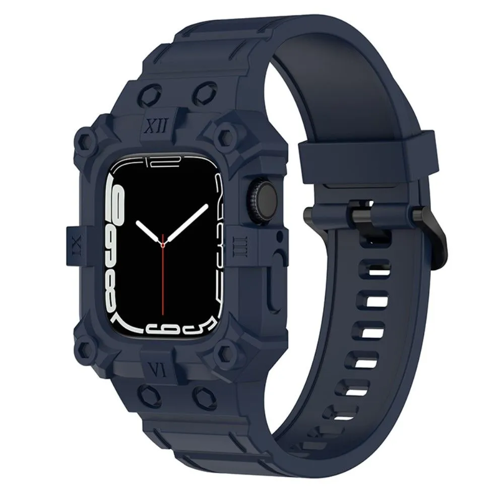 Apple Watch (41mm) cool silicone watch strap with cover - Navy Blue