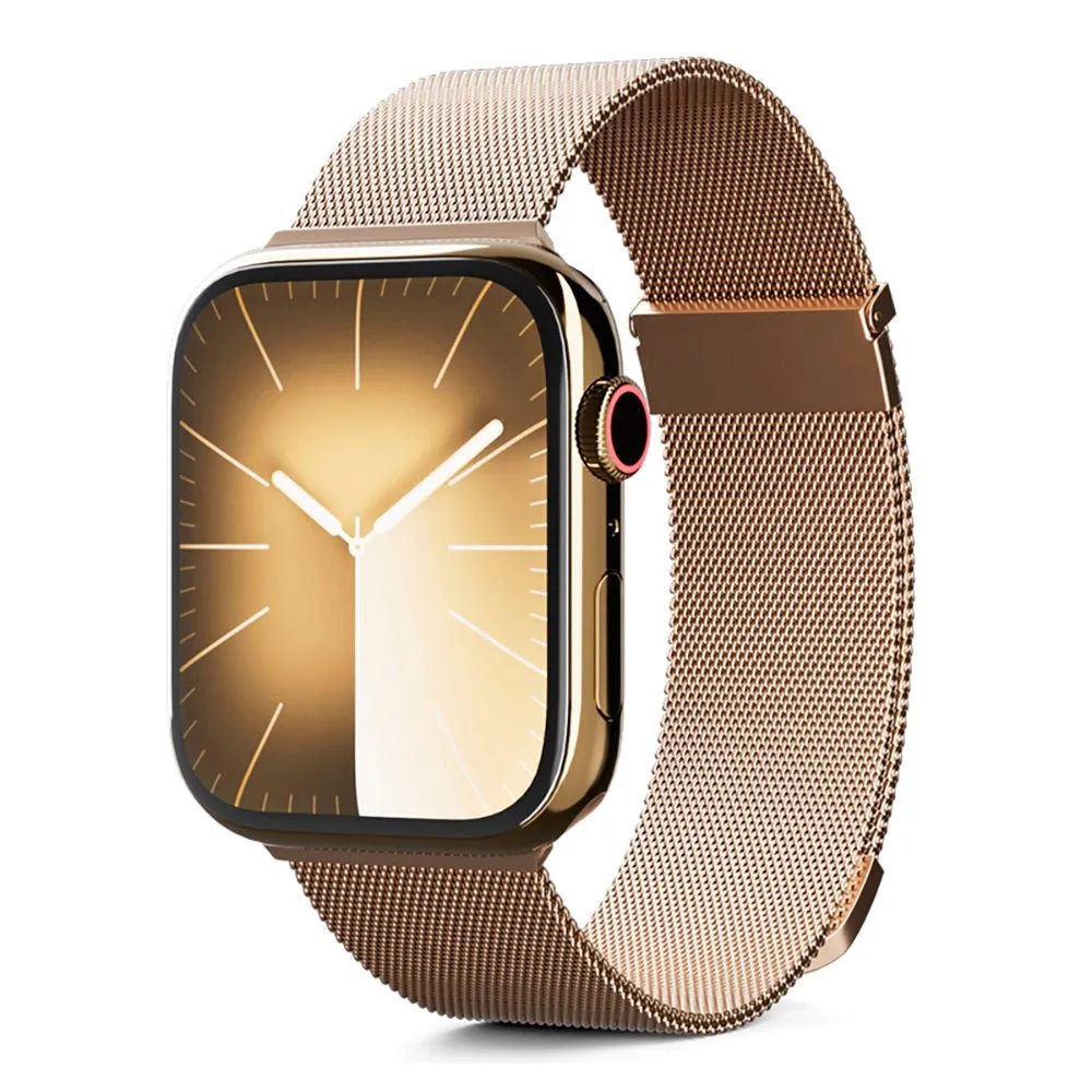 Apple Watch (42/44/SE/45/46/49mm) Epico Milanese  (Plus) Rustfri Stål Rem - Gold