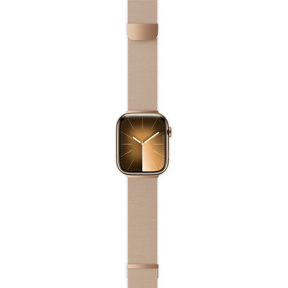 Apple Watch (42/44/SE/45/46/49mm) Epico Milanese  (Plus) Rustfri Stål Rem - Gold