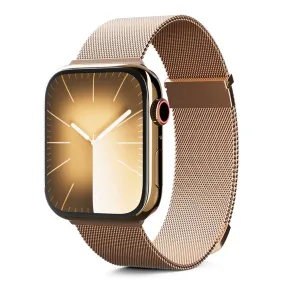 Apple Watch (42/44/SE/45/46/49mm) Epico Milanese  (Plus) Rustfri Stål Rem - Gold