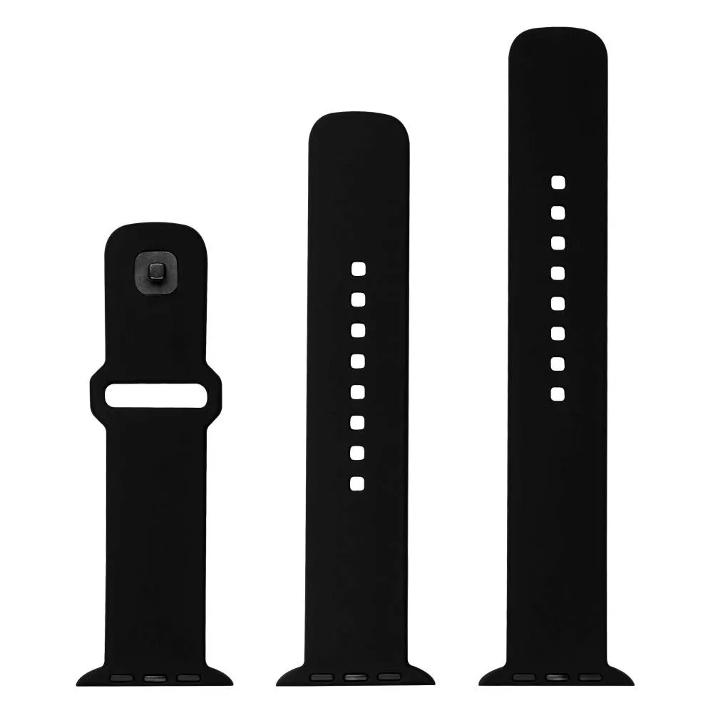 Apple Watch (42/44/SE/45/46/49mm) Fixed Sporty Silikone Rem Sæt - Sort