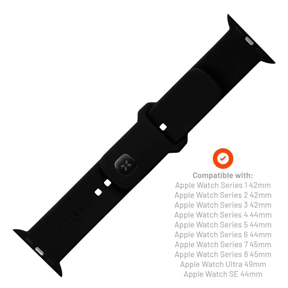 Apple Watch (42/44/SE/45/46/49mm) Fixed Sporty Silikone Rem Sæt - Sort