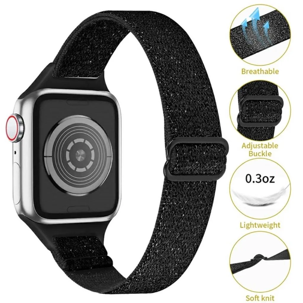 Apple Watch 42mm - 44mm nylon watch strap - Glitter Black