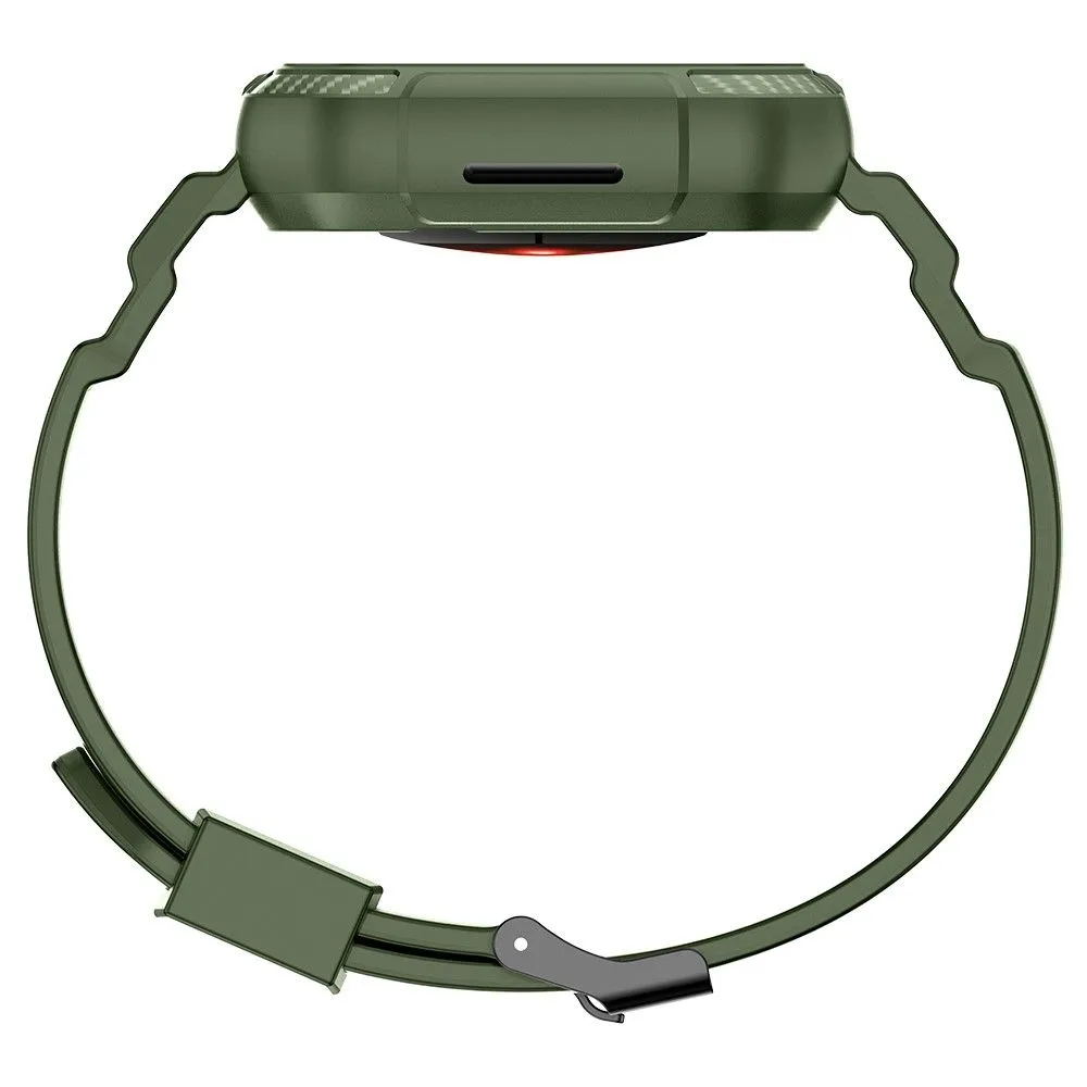 Apple Watch (45mm) carbon fiber style cover with watch strap - Dark Green