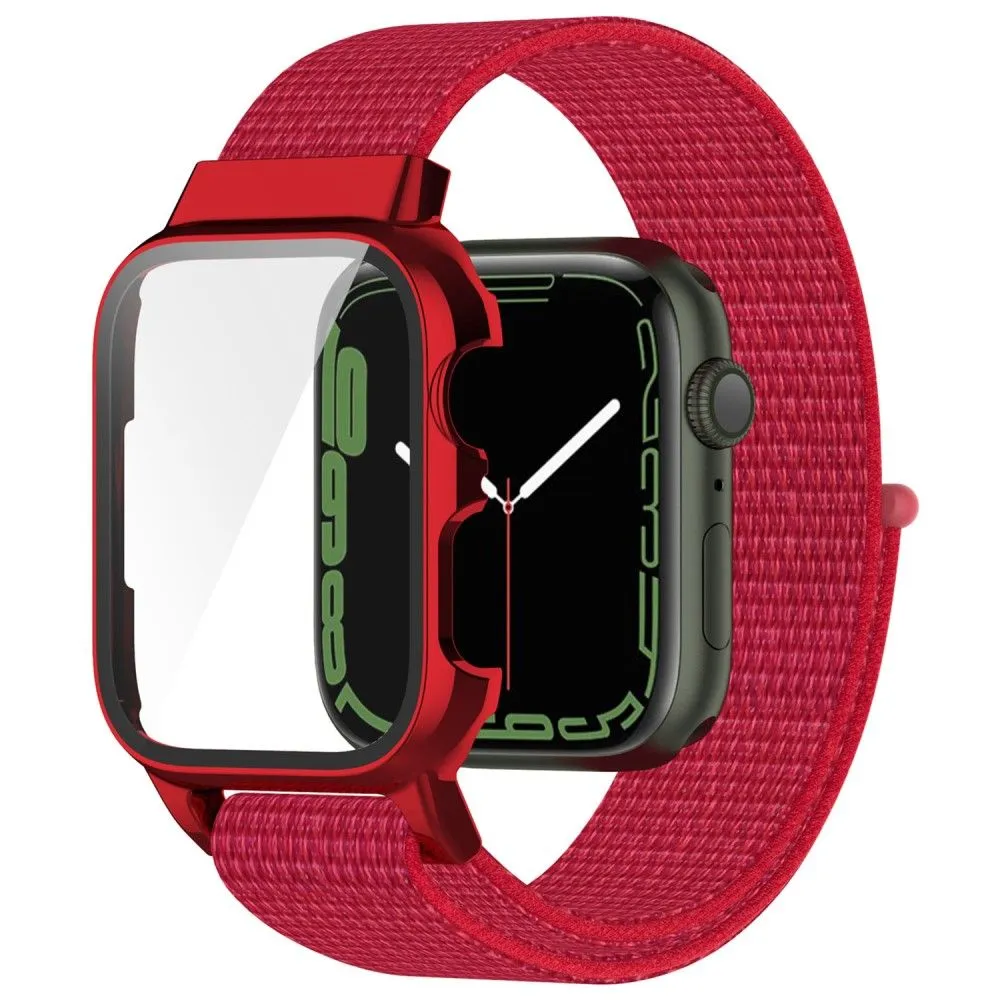 Apple Watch (45mm) nylon watch strap   tempered glass - Dark Blue / Grey