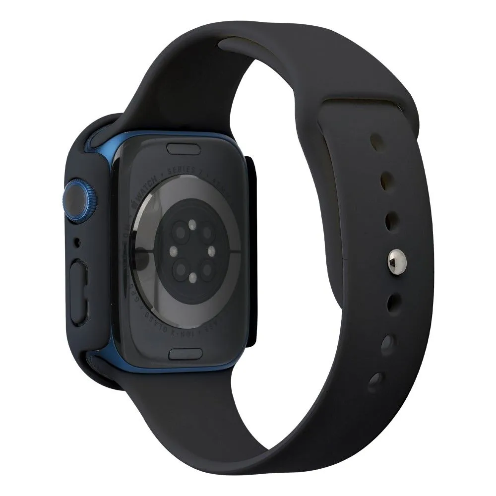 Apple Watch (45mm) silicone watch strap   cover with tempered glass - Black / Size: S / M