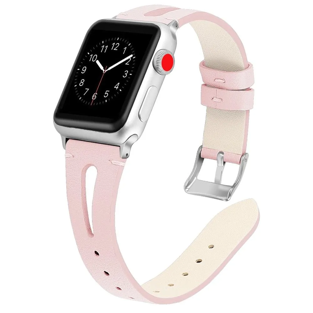 Apple Watch (45mm) top layer cowhide genuine leather watch strap - Light Pink