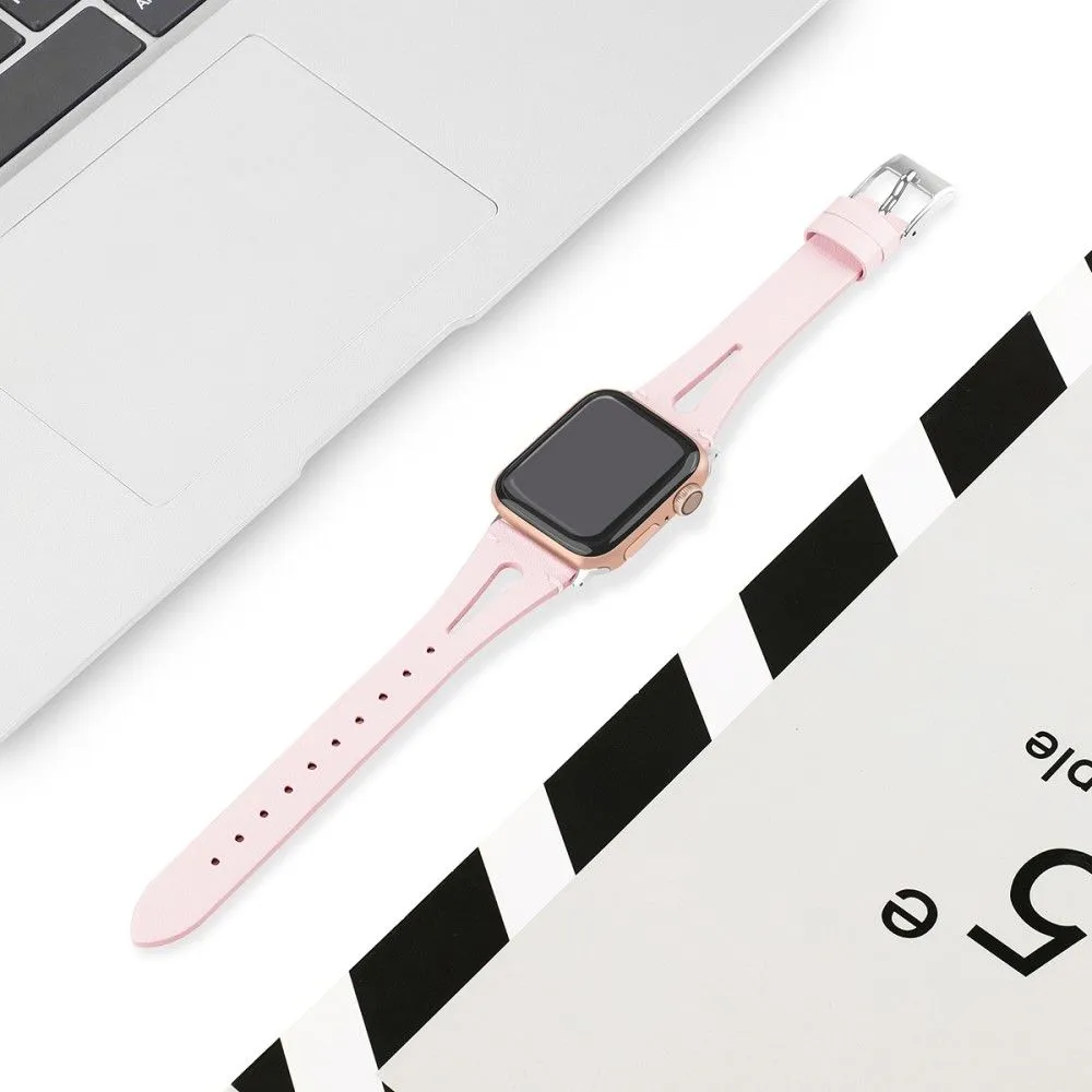 Apple Watch (45mm) top layer cowhide genuine leather watch strap - Light Pink