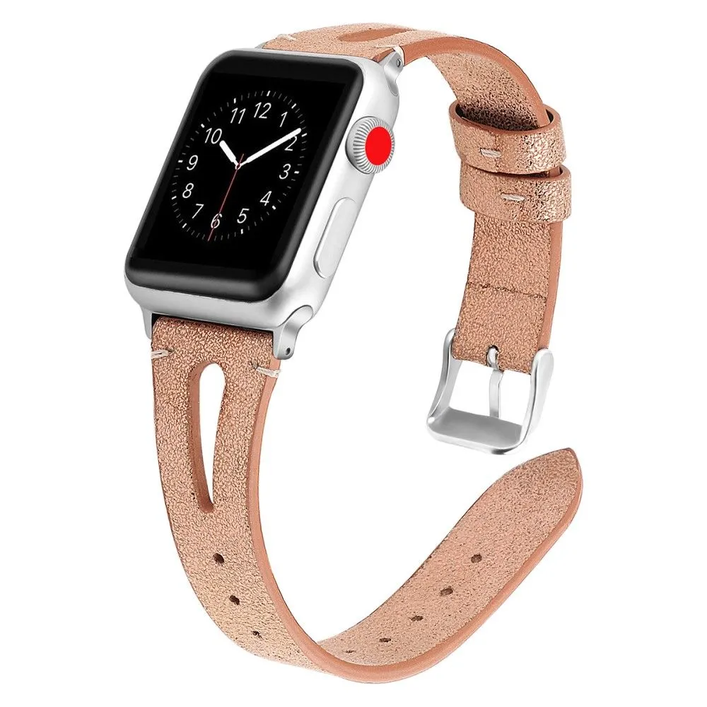 Apple Watch (45mm) top layer cowhide genuine leather watch strap - Rose Gold