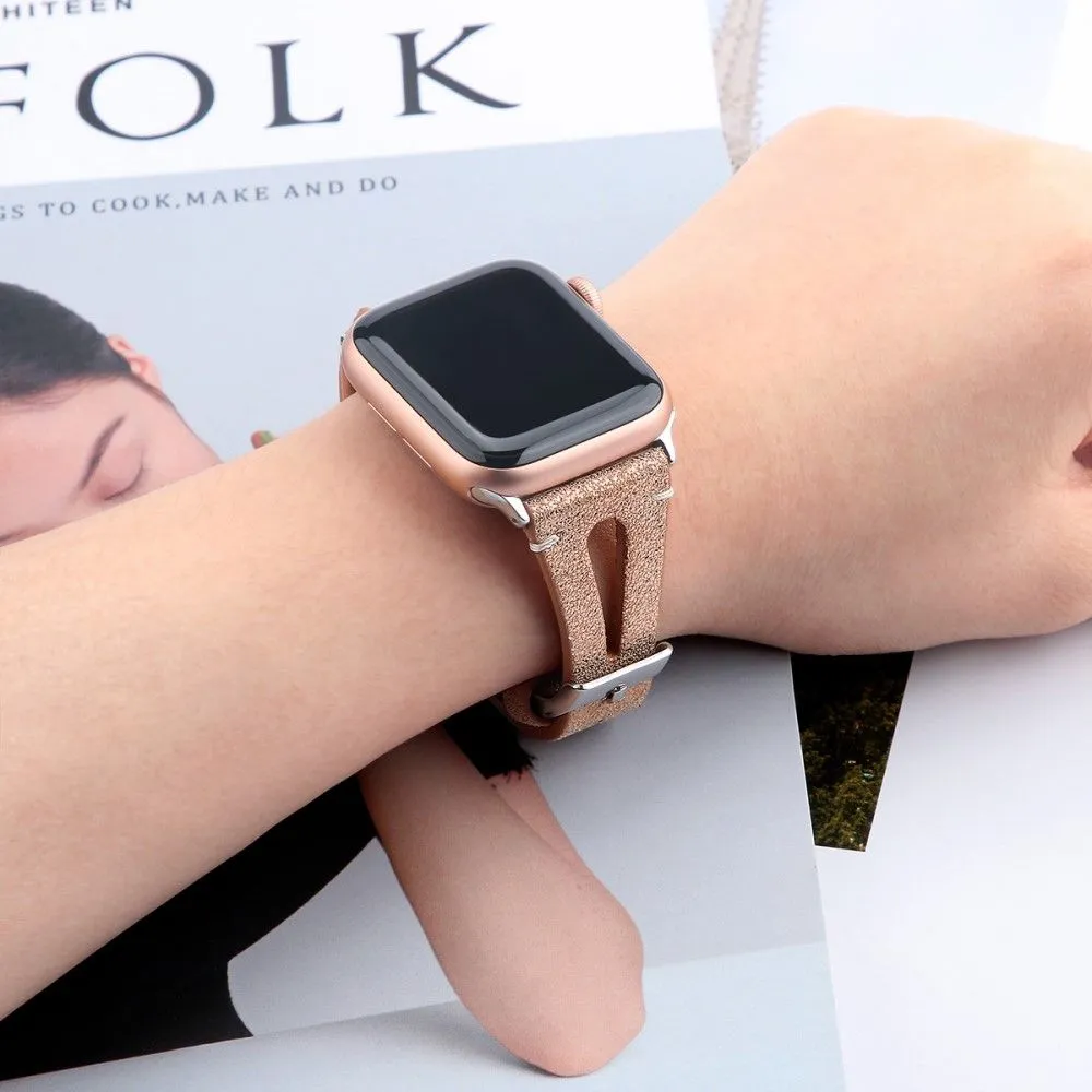 Apple Watch (45mm) top layer cowhide genuine leather watch strap - Rose Gold