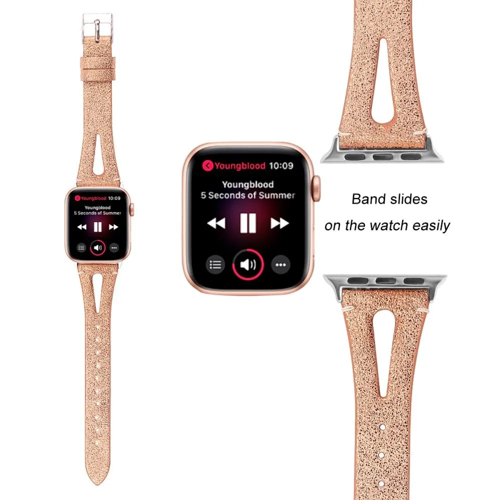 Apple Watch (45mm) top layer cowhide genuine leather watch strap - Rose Gold