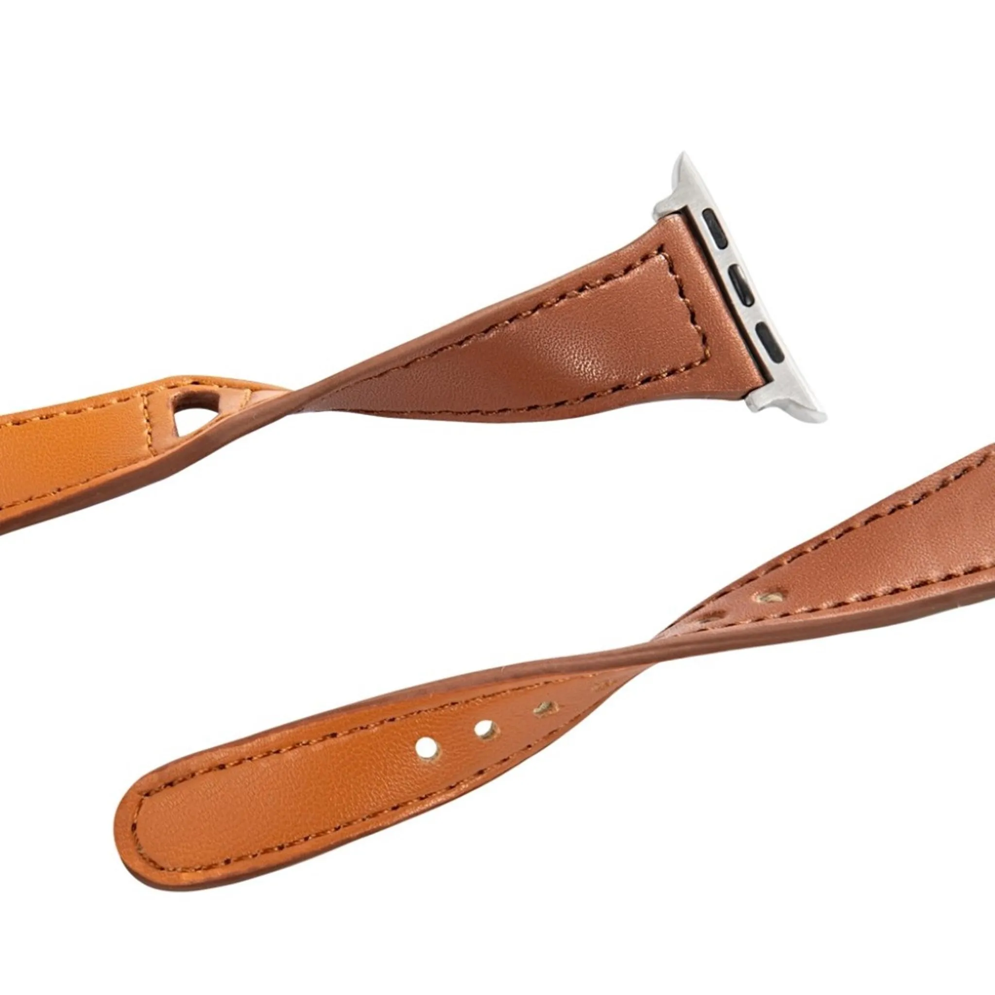Apple Watch Series 6 / 5 44mm button snap genuine leather watch band - Wine Red