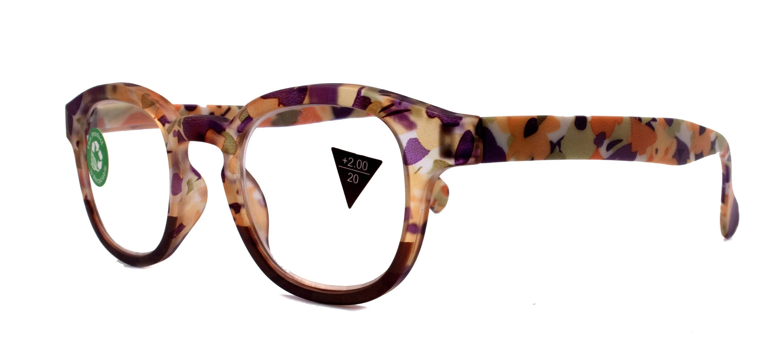 Autumn, (Premium) Reading Glasses High End Readers  1.25,  1.50.. 3.00 Round Style. Optical Frame, (Brown, Purple Floral) NY Fifth Avenue