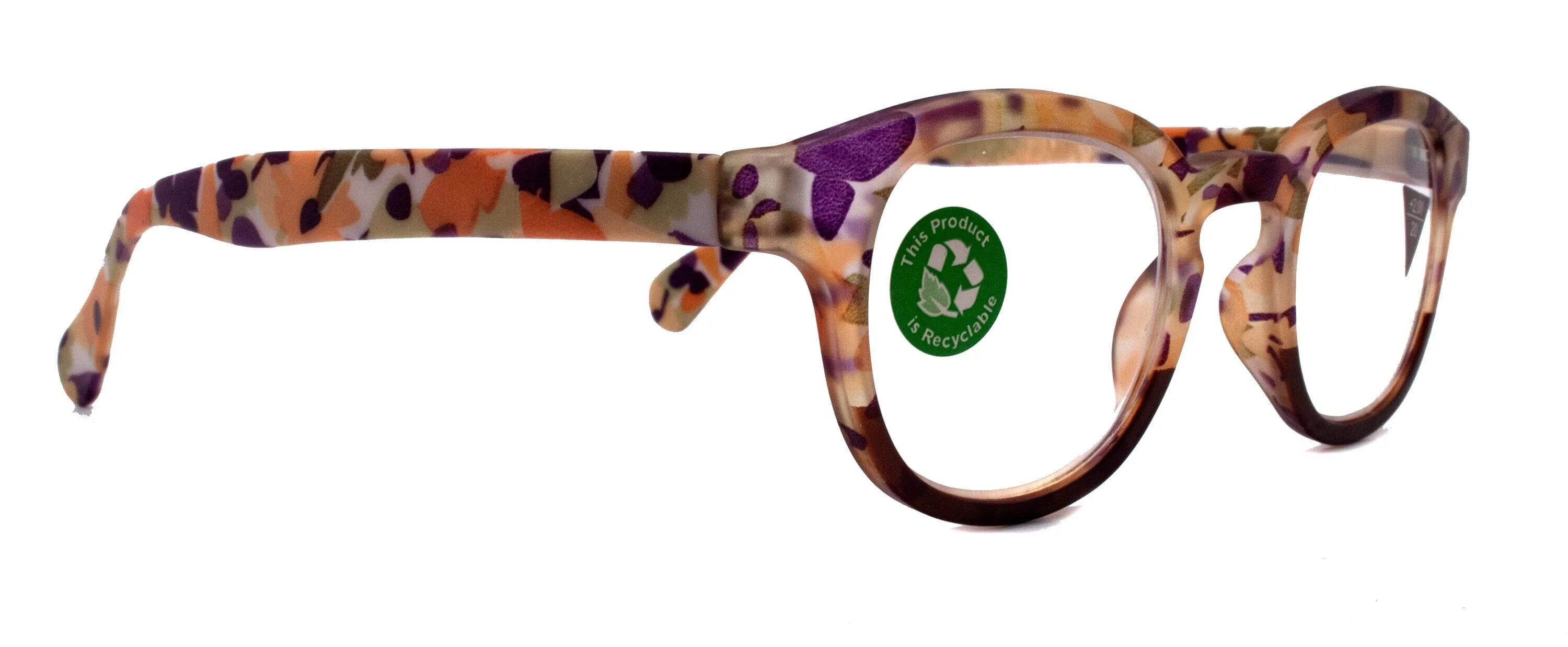 Autumn, (Premium) Reading Glasses High End Readers  1.25,  1.50.. 3.00 Round Style. Optical Frame, (Brown, Purple Floral) NY Fifth Avenue