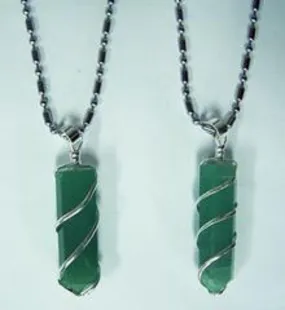 AVENTURINE COIL WRAPPED POINT STONE PENDANT ONLY (sold by the piece or bag of 10 )