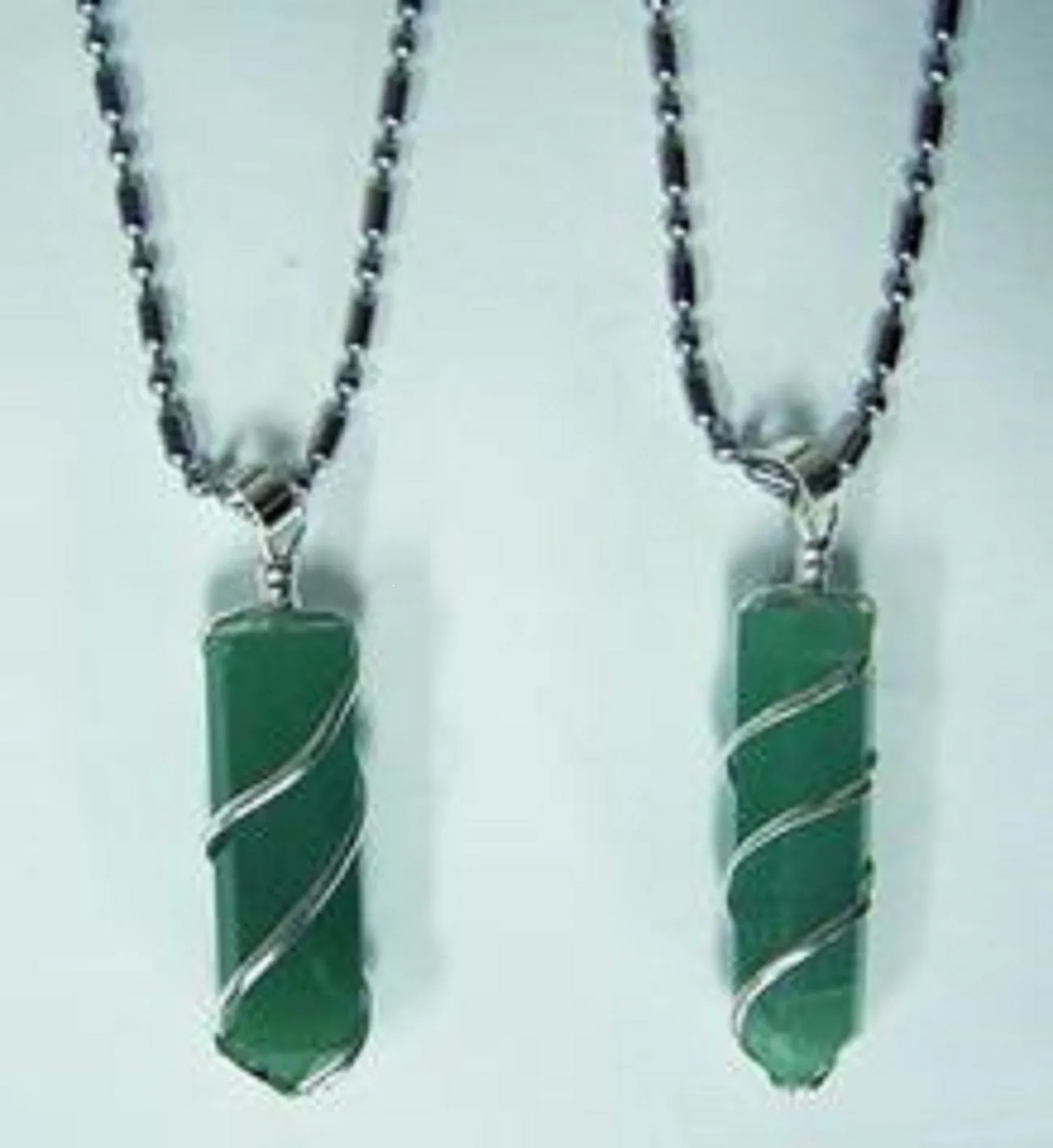 AVENTURINE COIL WRAPPED POINT STONE PENDANT ONLY (sold by the piece or bag of 10 )