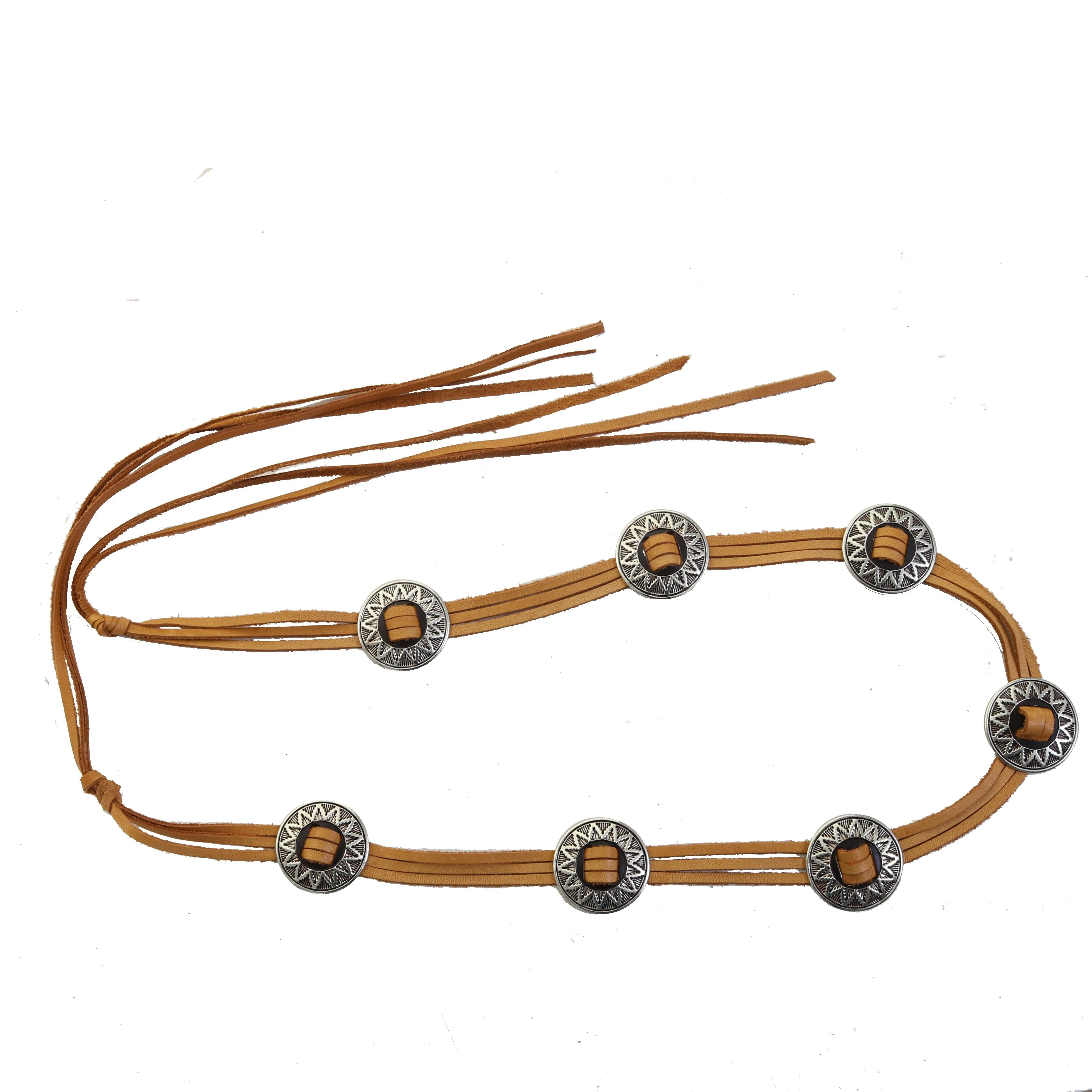 B1078 - Buckskin Bandit Leather Concho Belt
