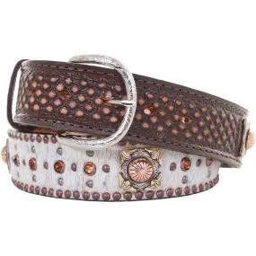B897 - Roan Hair Crystaled Tooled Belt