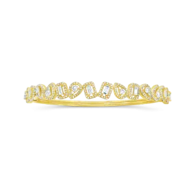 Baguette, Pear shaped & Round Diamond Bangle Bracelet