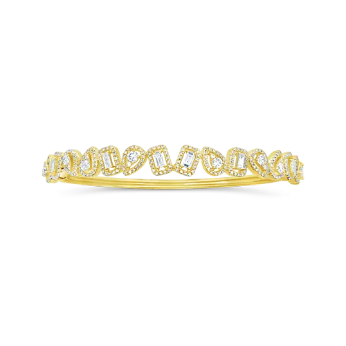Baguette, Pear shaped & Round Diamond Bangle Bracelet