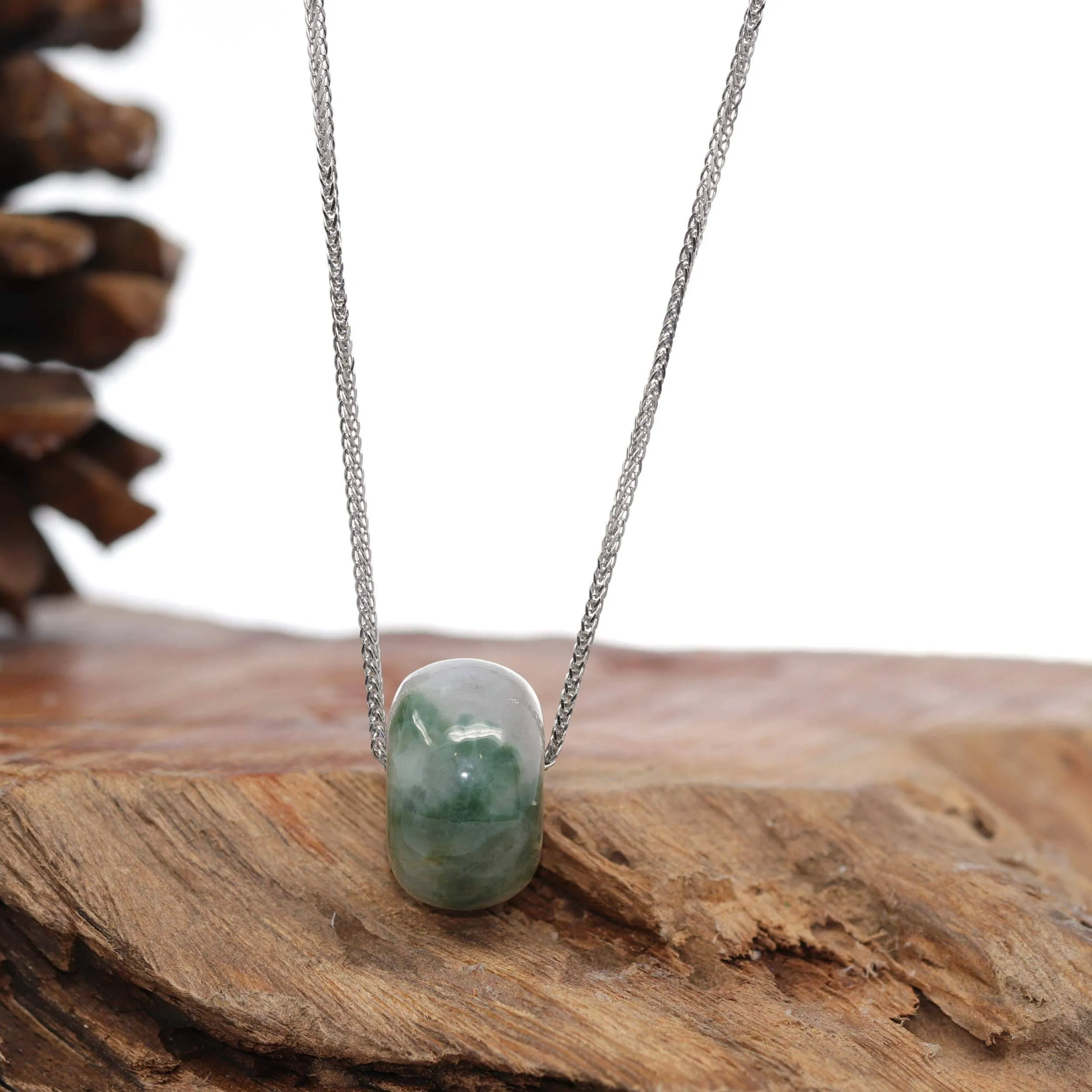 Baikalla "Good Luck Button" Necklace Yellow & Blue-Green Jadeite Jade Lucky Ping An Kou Necklace