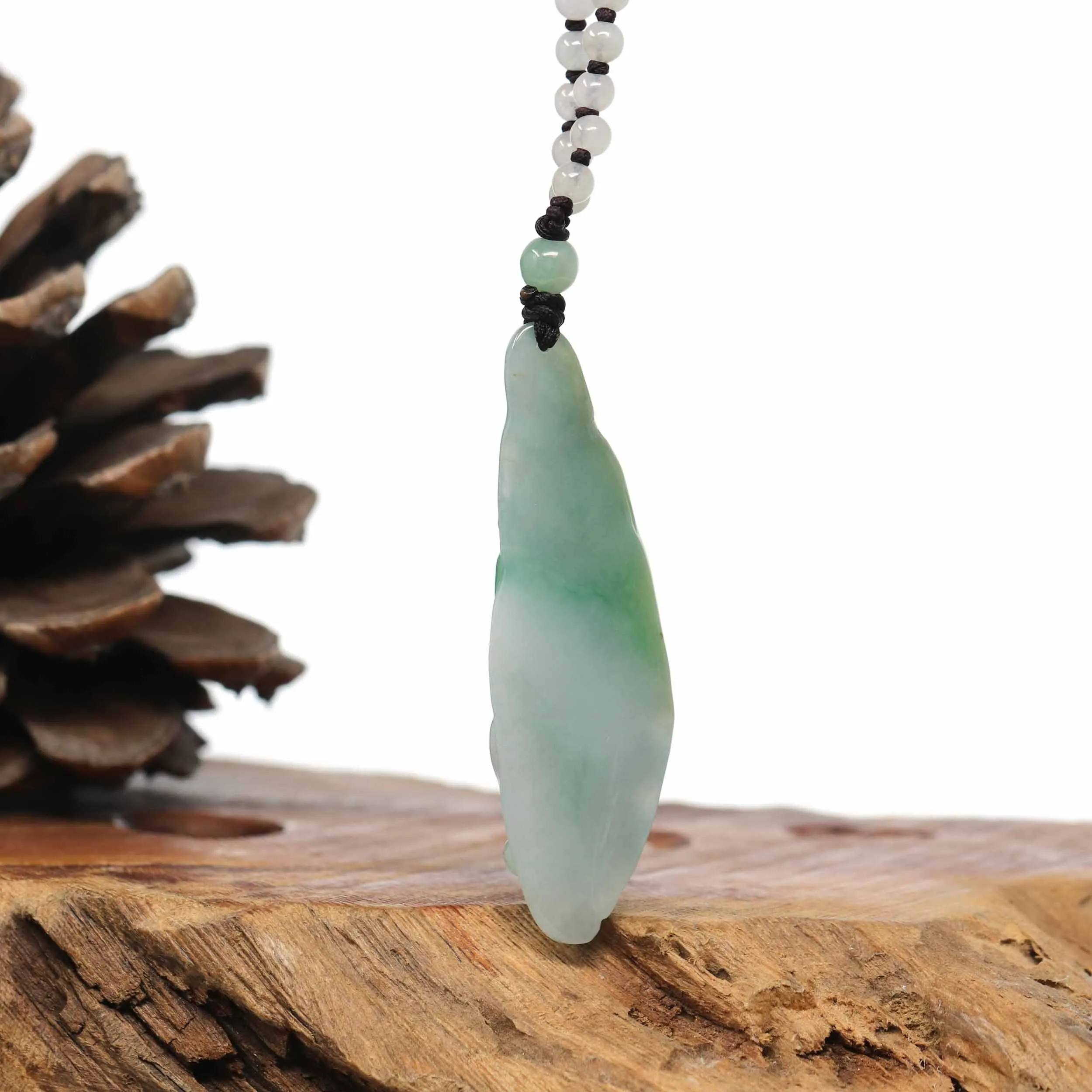 Baikalla "Roaring Dragon" Natural Jadeite Jade Green Pendant Necklace For Men