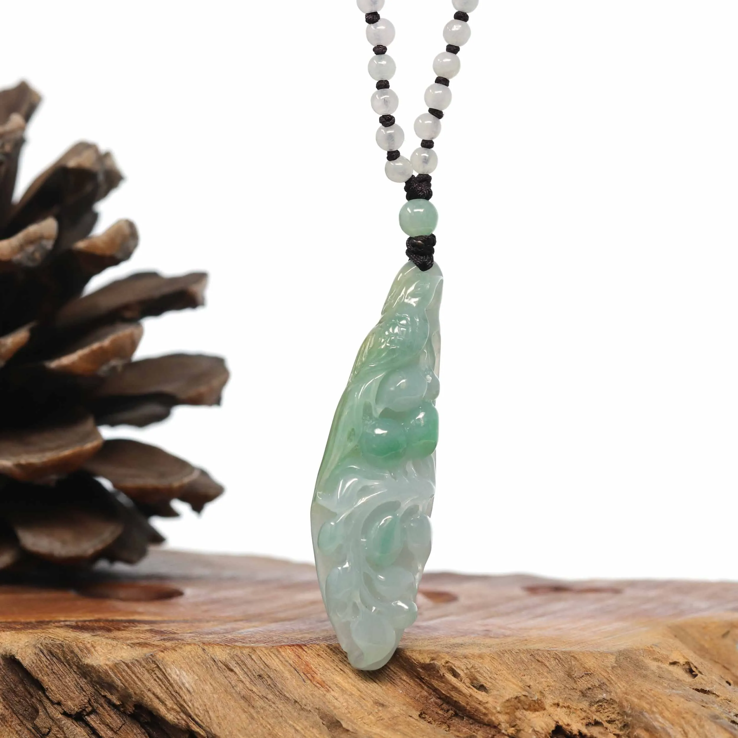 Baikalla "Roaring Dragon" Natural Jadeite Jade Green Pendant Necklace For Men