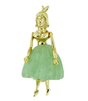 Ballerina Movable Estate Pendant in Jade and 18 Karat Gold