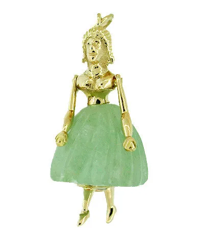 Ballerina Movable Estate Pendant in Jade and 18 Karat Gold