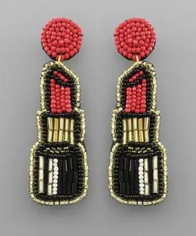 Beaded Lipstick Earrings