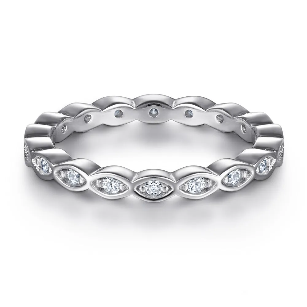 Beading Marquise Zircon Silver Ring for Women
