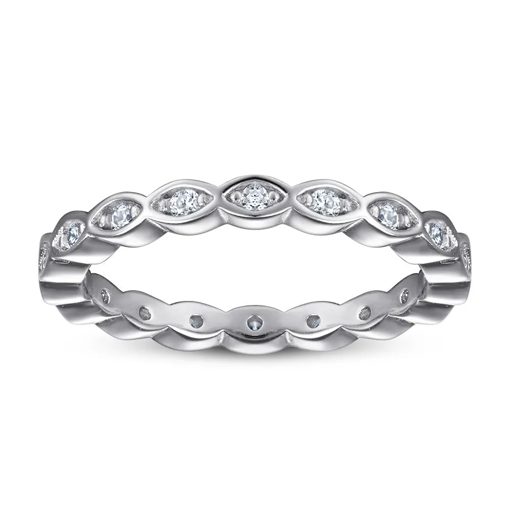 Beading Marquise Zircon Silver Ring for Women