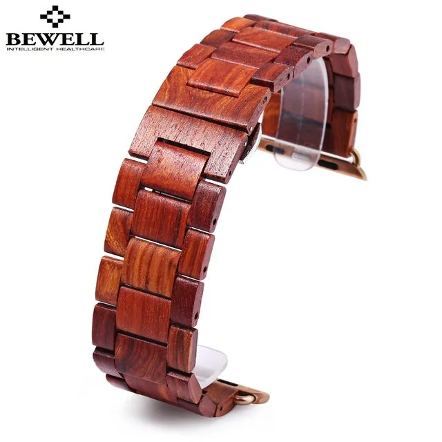 Bewell Watch Band Quality Wooden Watchband 24mm Black Brown Luxury Strap Butterfly Clasp Wristband