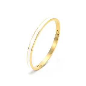 BG301GW B.Tiff "The Hamptons" White Enamel Gold Bangle Bracelet