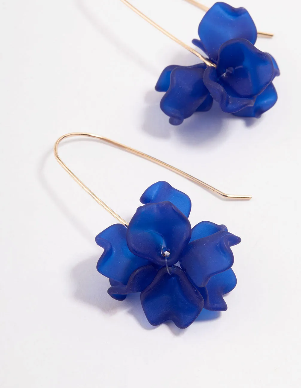 Blue Mini Frosted Flower Drop Earrings