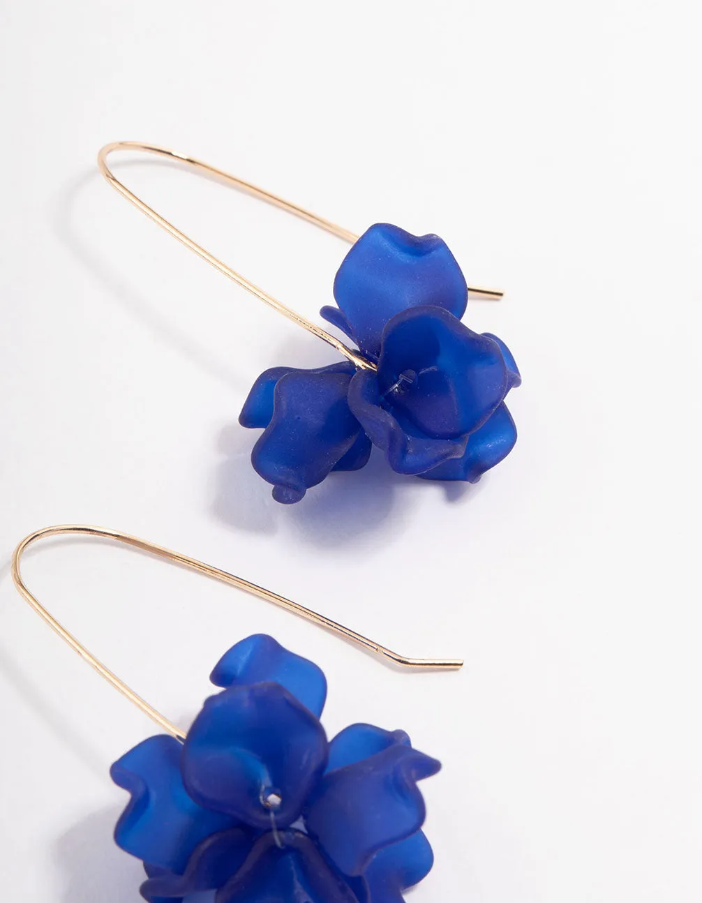 Blue Mini Frosted Flower Drop Earrings