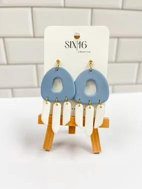 Blue Triangle Polymer Clay Earrings