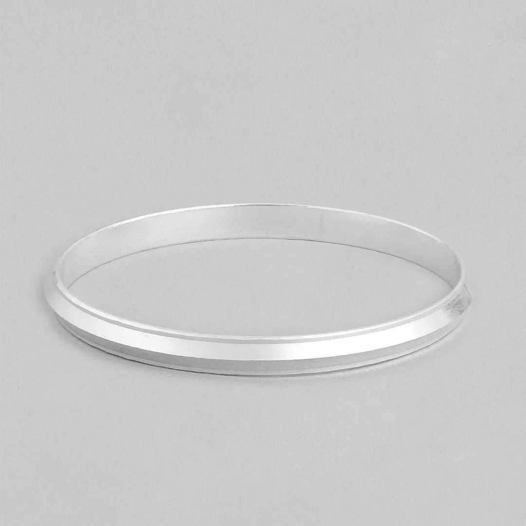 Bold and Striking Rhodium-Plated 925 Sterling Silver Men's Bangle