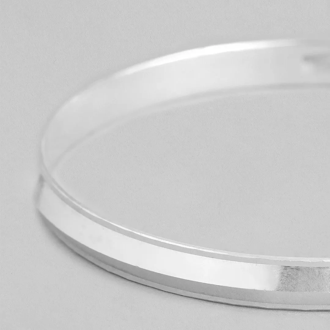 Bold and Striking Rhodium-Plated 925 Sterling Silver Men's Bangle