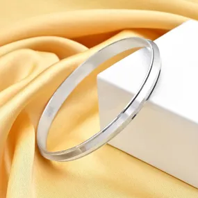 Bold and Striking Rhodium-Plated 925 Sterling Silver Men's Bangle