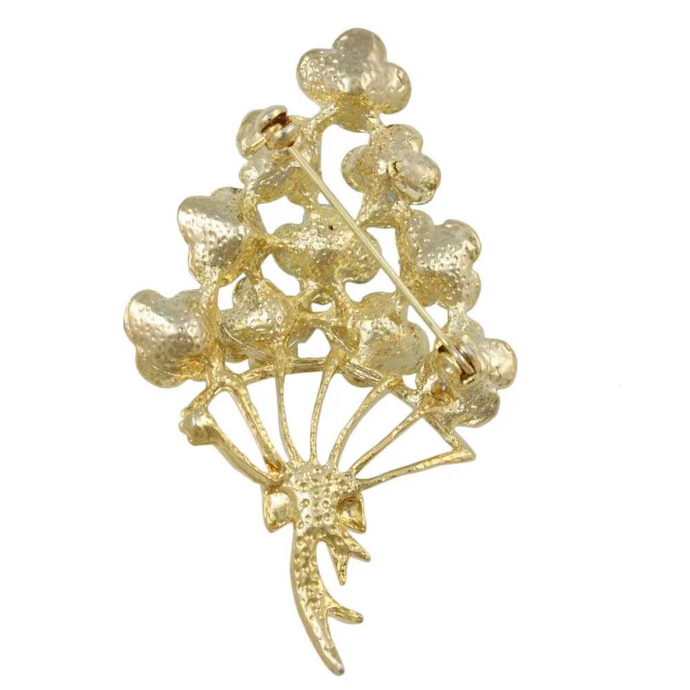 Bouquet of Blue Enamel and Crystal Flowers Brooch Pin - PRL982