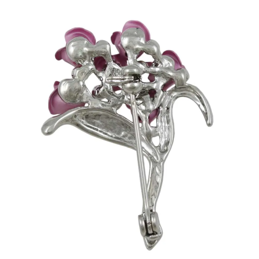 Bouquet of Lavender Rose Buds with Crystals Flower Pin - PRL105SPK