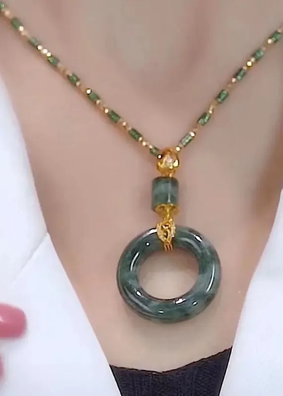 Boutique Jade Agate Bamboo Knot Pendant Necklace ML0277