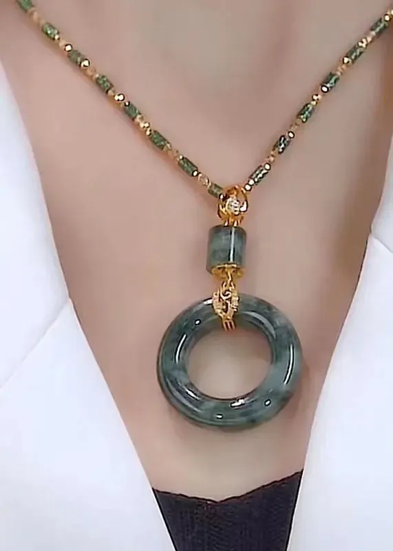 Boutique Jade Agate Bamboo Knot Pendant Necklace ML0277