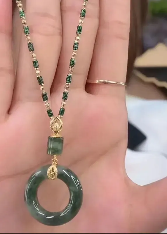 Boutique Jade Agate Bamboo Knot Pendant Necklace ML0277