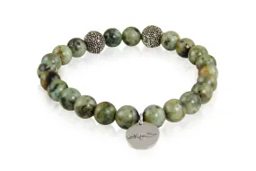 Bracelet - Beaded African Turquoise & Silver - Mens Collection