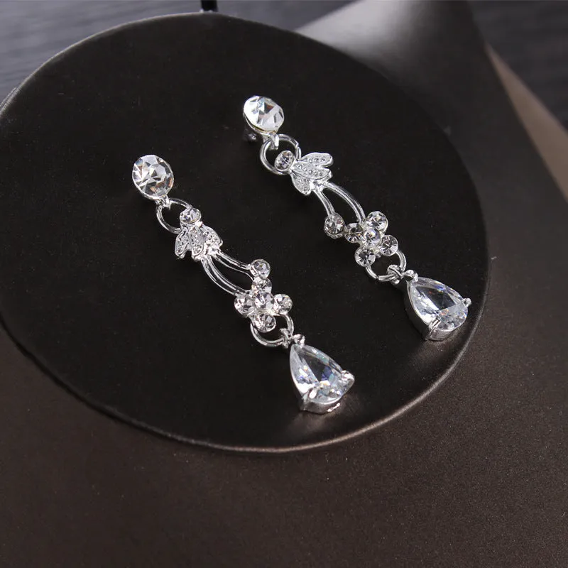 Bridal jewelry zircon necklace earrings Korean style wedding dress wedding crown tiara accessories set